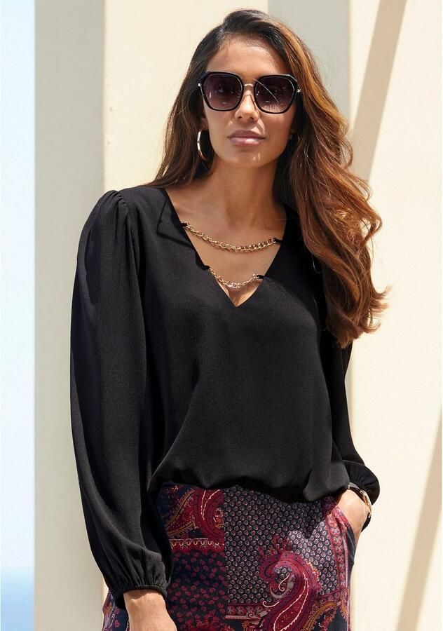 Lascana Blouse zonder sluiting met kettingdetails elegante damesblouse modieus feestelijk - Foto 5