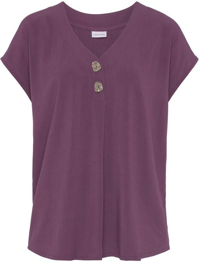 Lascana Blouse zonder sluiting met modieuze knopen luchtige korte mouwen blouse zomers