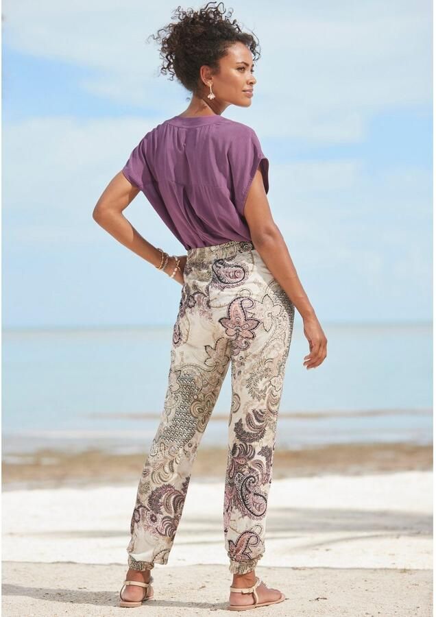 Lascana Blouse zonder sluiting met modieuze knopen luchtige korte mouwen blouse zomers - Foto 5