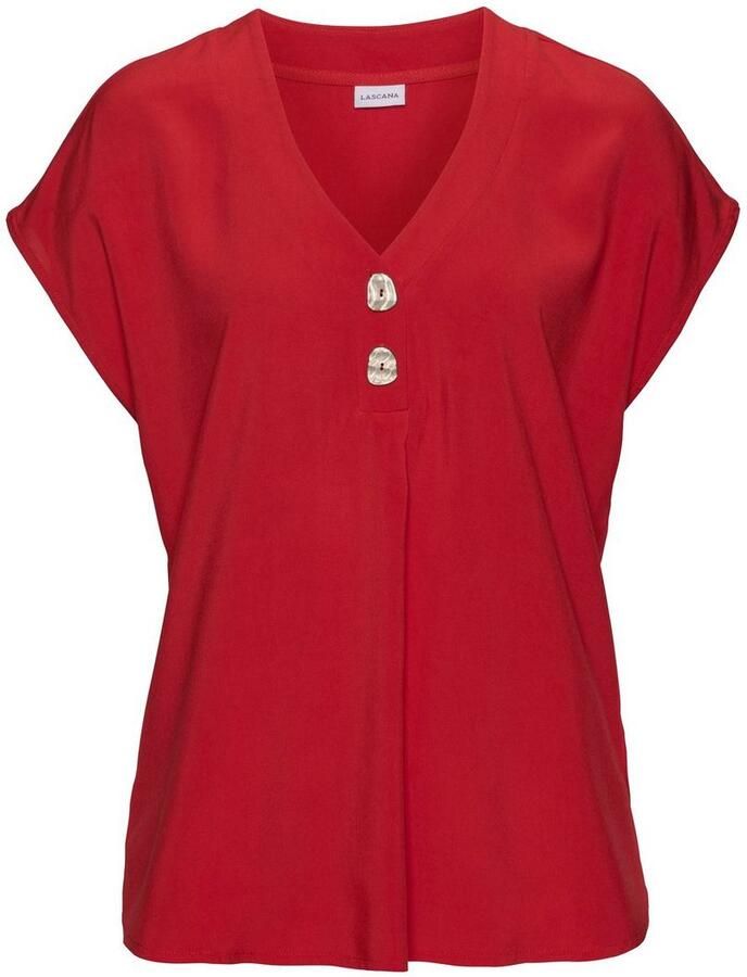Lascana Blouse zonder sluiting met modieuze knopen luchtige korte mouwen blouse zomers