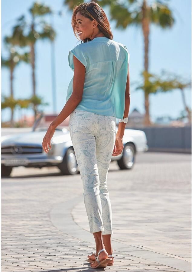 Lascana Blouse zonder sluiting met modieuze knopen luchtige korte mouwen blouse zomers - Foto 4