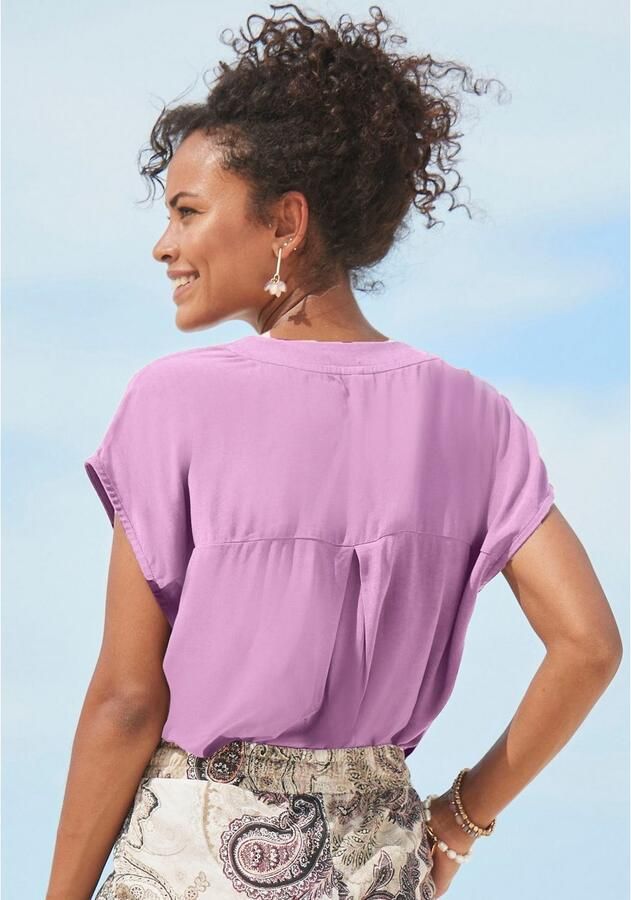 Lascana Blouse zonder sluiting met modieuze knopen luchtige korte mouwen blouse zomers - Foto 6