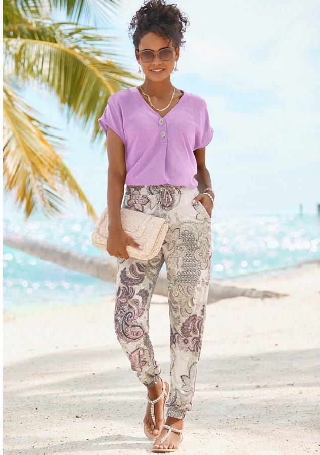 Lascana Blouse zonder sluiting met modieuze knopen luchtige korte mouwen blouse zomers - Foto 5