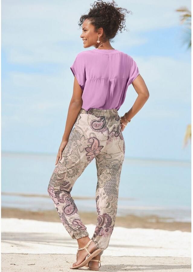 Lascana Blouse zonder sluiting met modieuze knopen luchtige korte mouwen blouse zomers - Foto 2