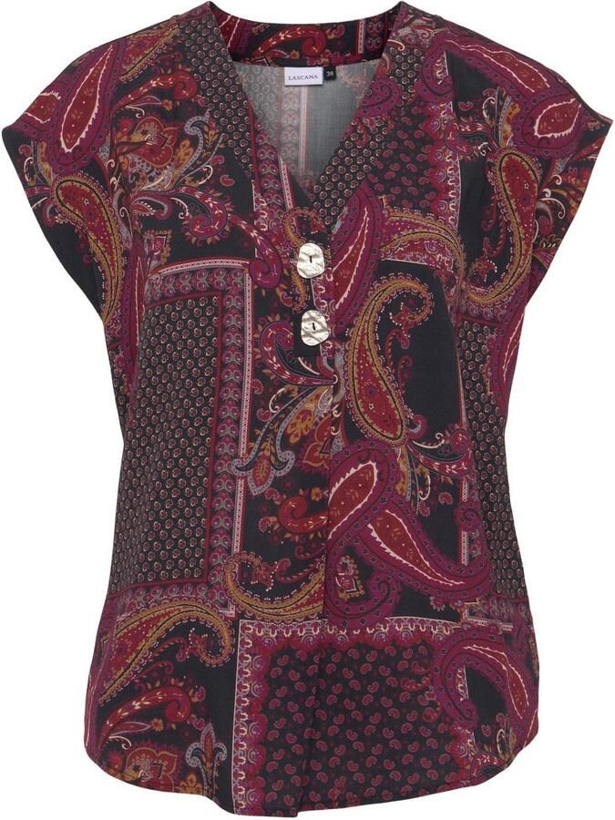 Lascana Blouse zonder sluiting met modieuze knopen paisleyprint damesblouse