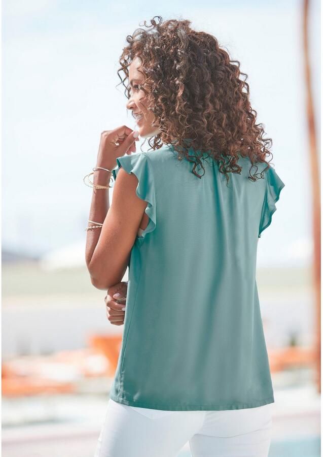 Lascana Blouse zonder sluiting met ruches-mouwen korte mouwen blouse elegant - Foto 4