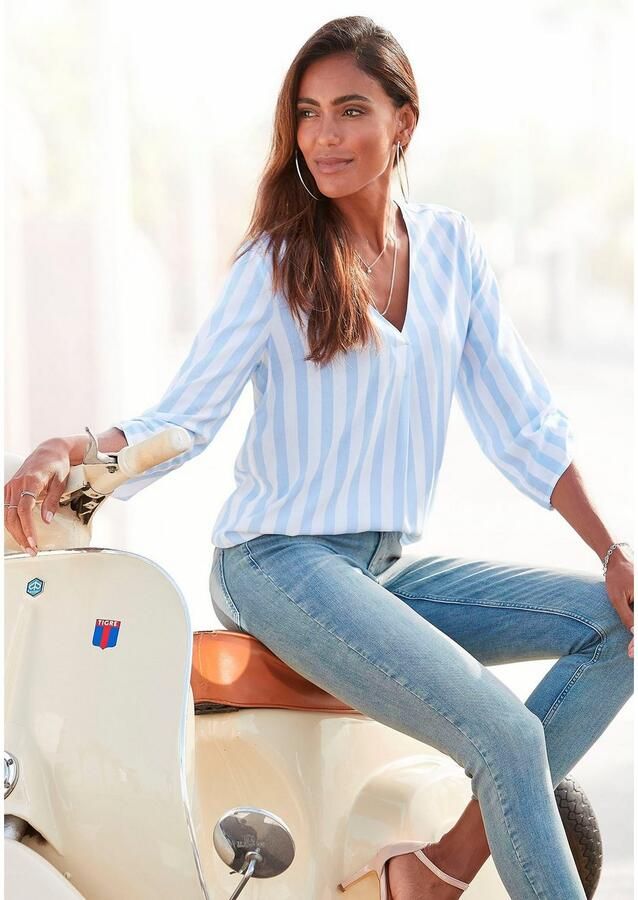 Lascana Blouse zonder sluiting met streep-print lichte geweven stof damesblouse - Foto 6