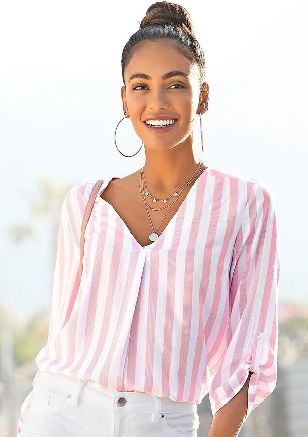 Lascana Blouse zonder sluiting met streep-print lichte geweven stof damesblouse - Foto 8