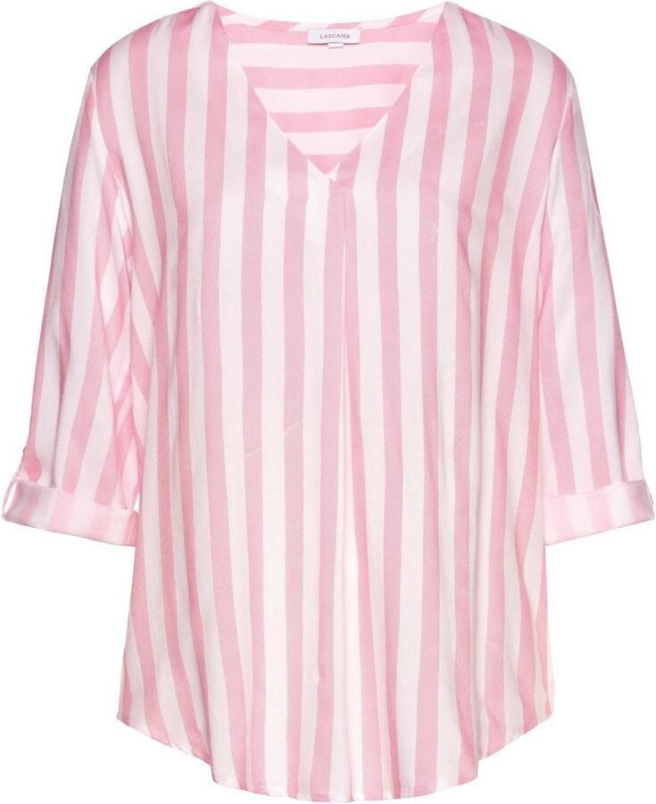 Lascana Blouse zonder sluiting met streep-print lichte geweven stof damesblouse