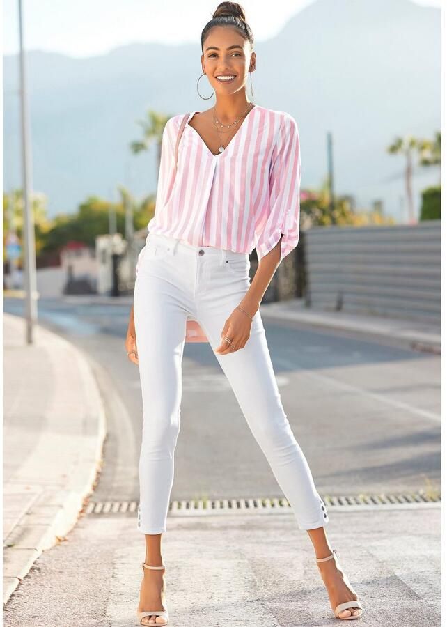 Lascana Blouse zonder sluiting met streep-print lichte geweven stof damesblouse - Foto 3