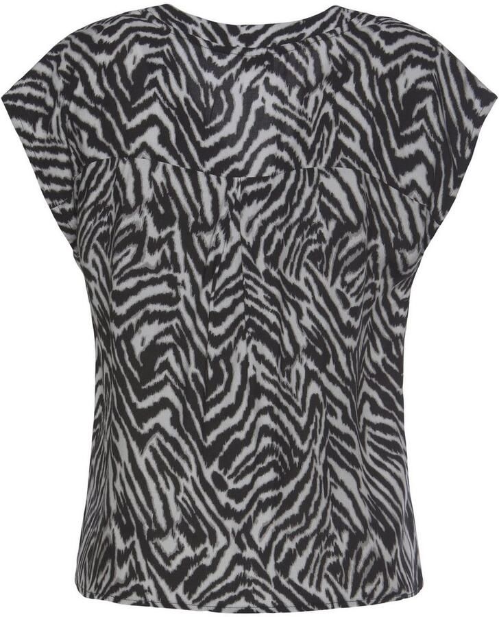 Lascana Blouse zonder sluiting met zebraprint en modieuze knopen korte mouwen blouse zomers
