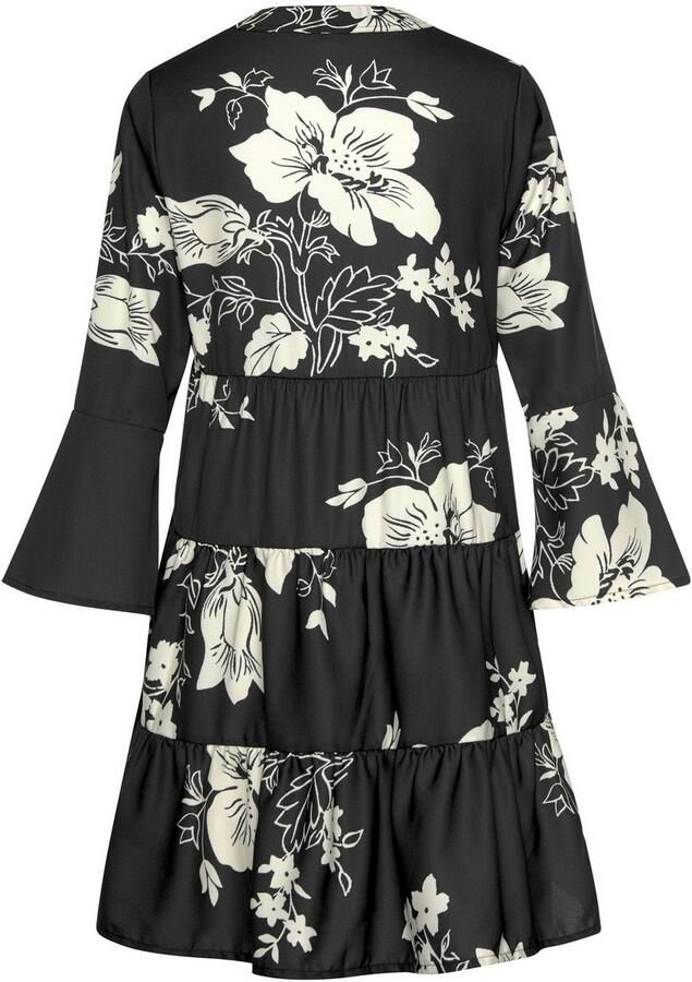 Lascana Blousejurk in wijd model met volants en bloemenprint tuniekjurk strandjurk - Foto 3