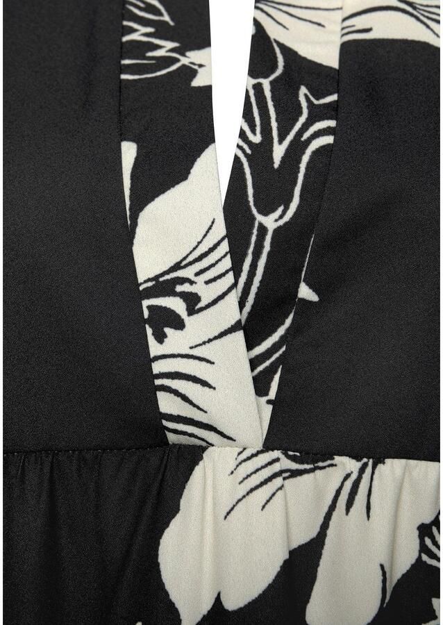 Lascana Blousejurk in wijd model met volants en bloemenprint tuniekjurk strandjurk