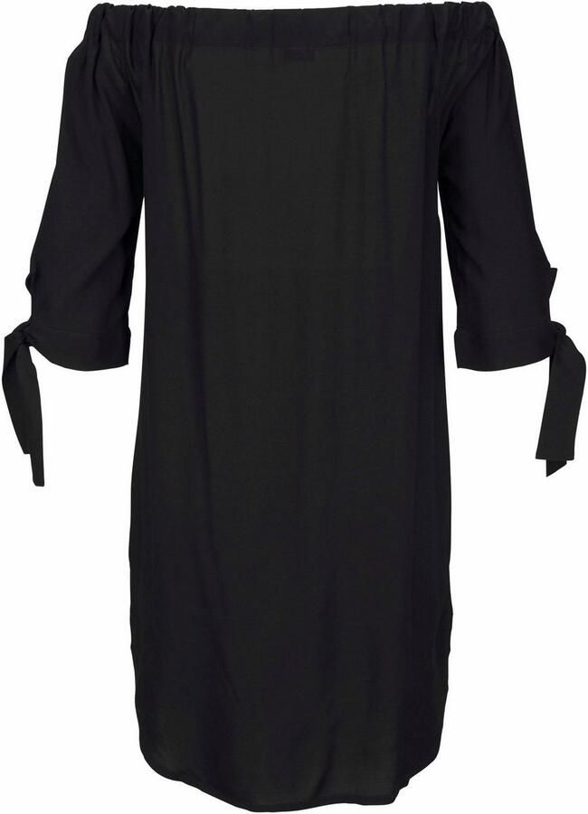 Lascana Blousejurk met carmen halslijn en 3 4 mouwen zomerjurk strandjurk basic