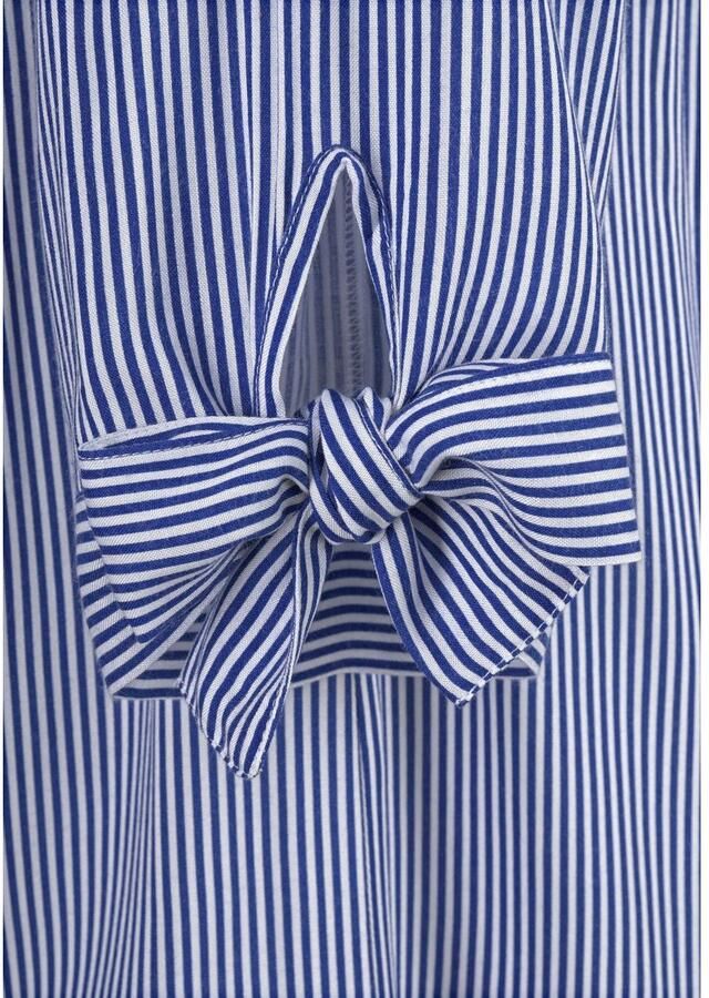 Lascana Blousejurk met gestreepte print en carmen halslijn zomerjurk strandjurk - Foto 2