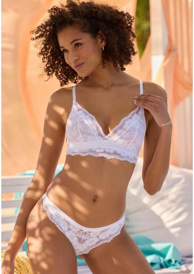 Lascana String van delicate elastische jacquard kant