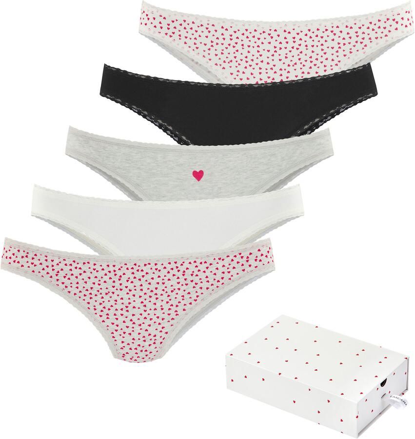Lascana Brazilian slip met schattige hartjesprints en van elastische katoenkwaliteit (Set van 5) - Foto 6