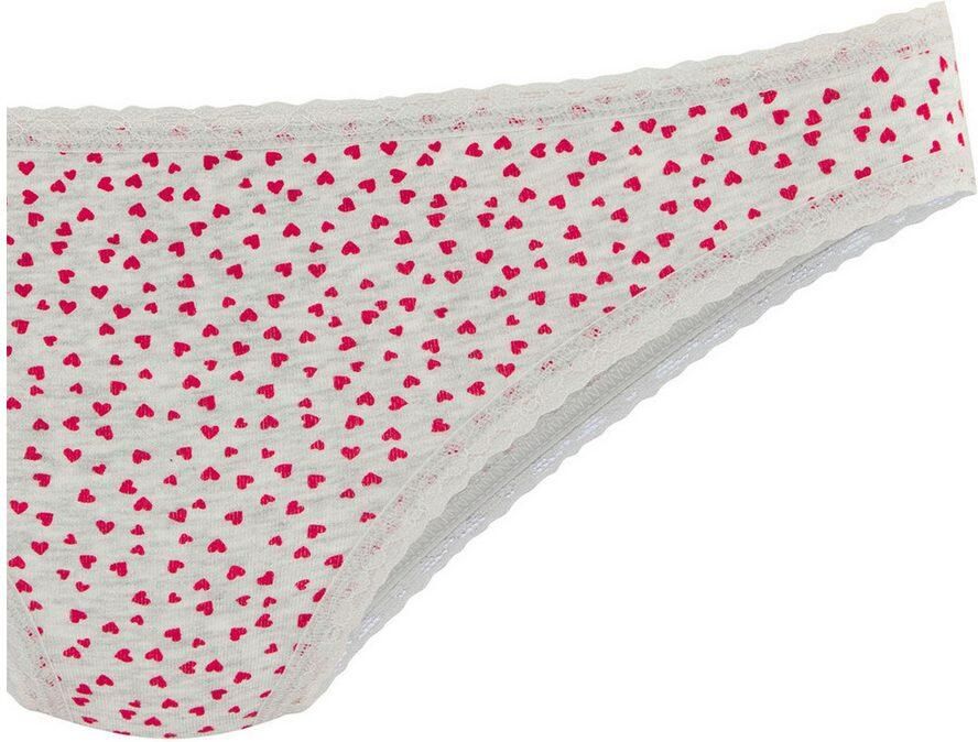Lascana Brazilian slip met schattige hartjesprints en van elastische katoenkwaliteit (Set van 5)