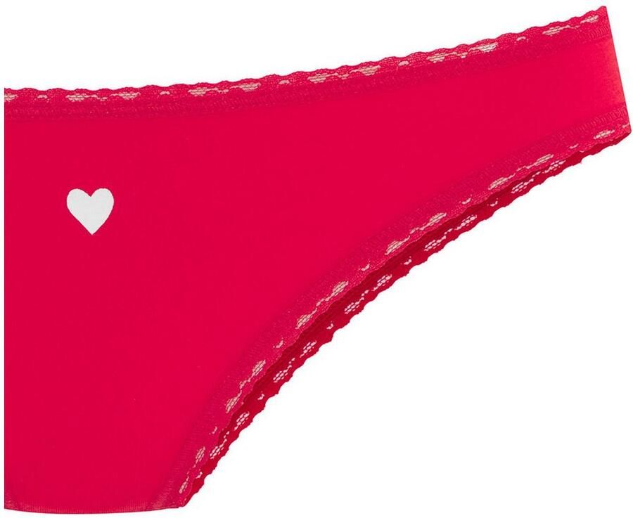 Lascana Brazilian slip met schattige hartjesprints en van elastische katoenkwaliteit (Set van 5)
