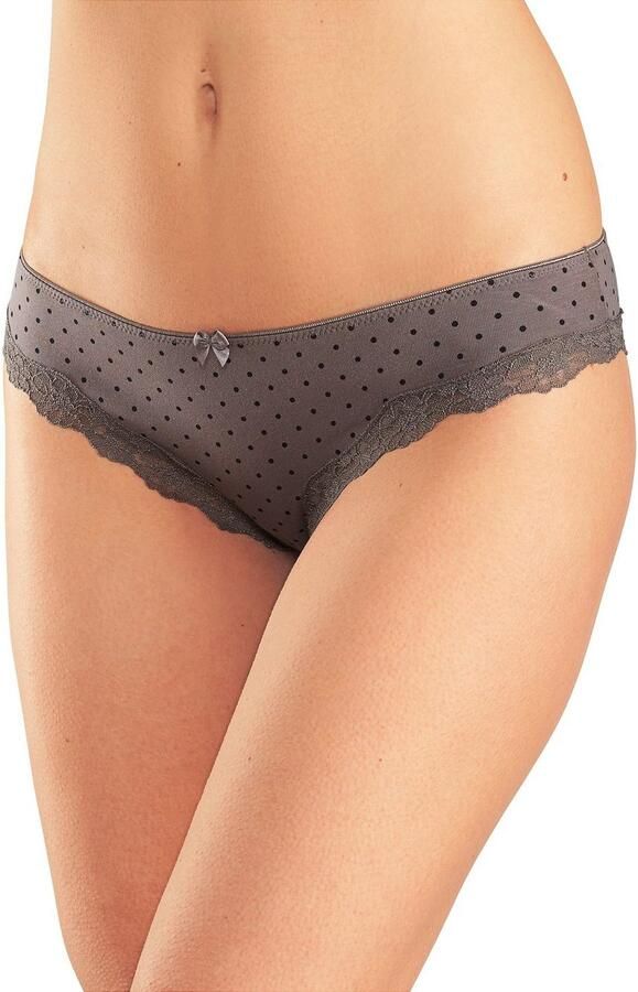 Lascana Brazilian slip van elastische katoen met delicate kant (3 stuks) - Foto 3