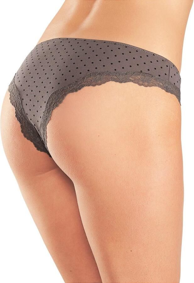 Lascana Brazilian slip van elastische katoen met delicate kant (3 stuks) - Foto 2