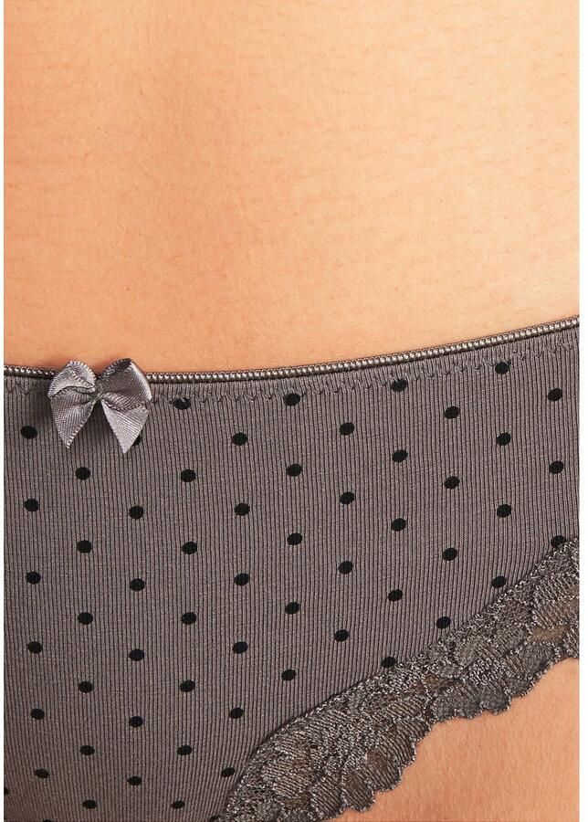 Lascana Brazilian slip van elastische katoen met delicate kant (3 stuks)