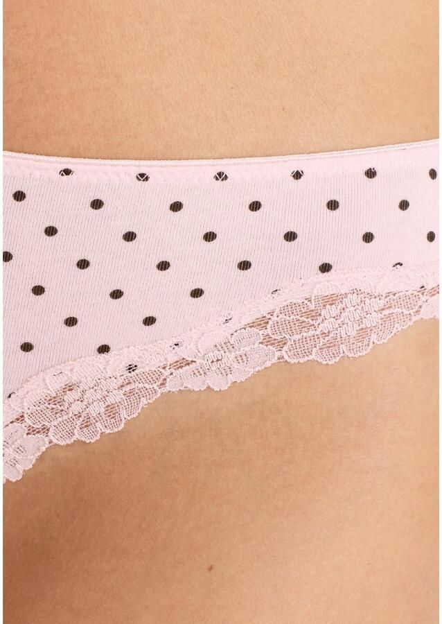 Lascana Brazilian slip van elastische katoen met delicate kant (3 stuks)