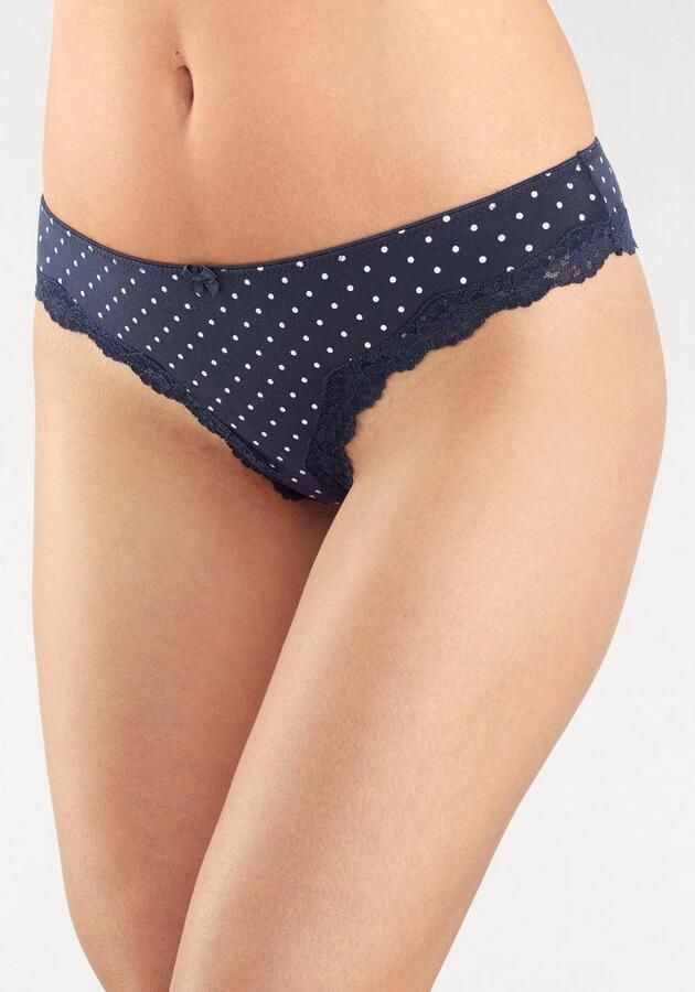 Lascana Brazilian slip van elastische katoen met delicate kant (3 stuks) - Foto 2