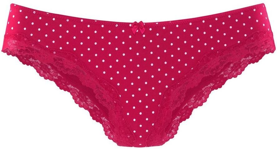 Lascana Brazilian slip van elastische katoen met delicate kant (3 stuks) - Foto 4