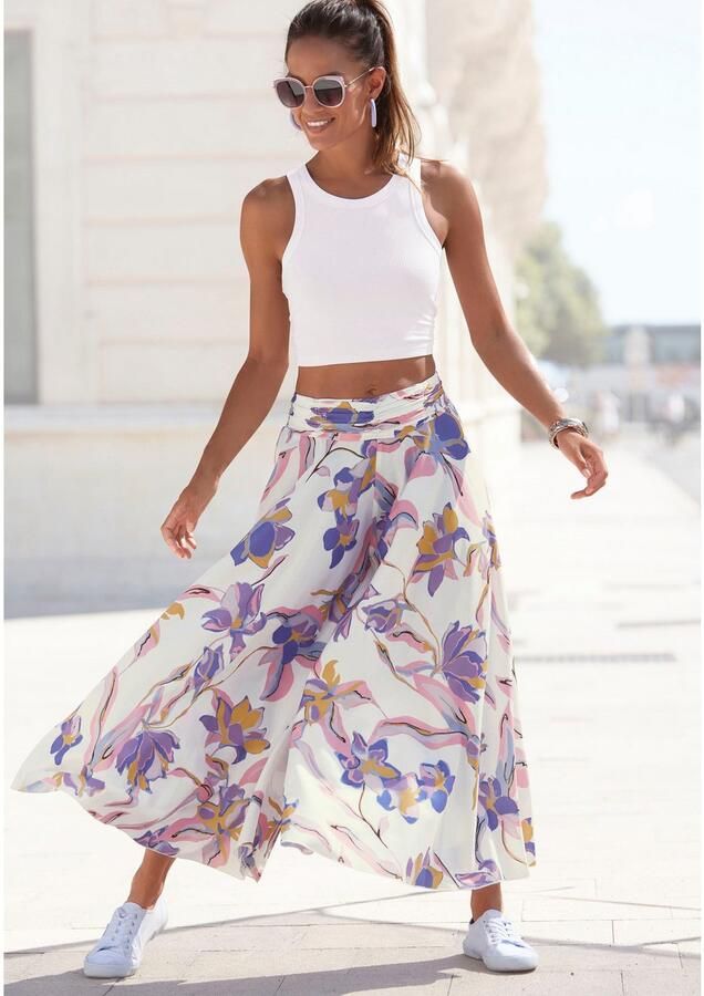 Lascana Broekrok met all-over bloemenprint culotte stijl extra wijde pijpen - Foto 5