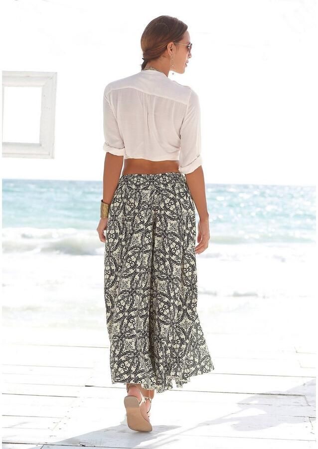 Lascana Broekrok met all-over print culotte stijl extra wijde pijpen - Foto 4