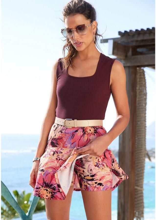Lascana Broekrok met all-over print skort rok (skirt) en korte broek (short) comfortabele tailleband - Foto 4
