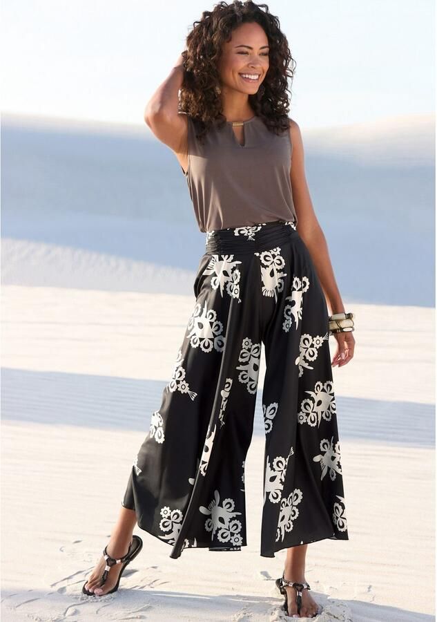 Lascana Broekrok met alloverdruk culotte strijkvrij - Foto 4