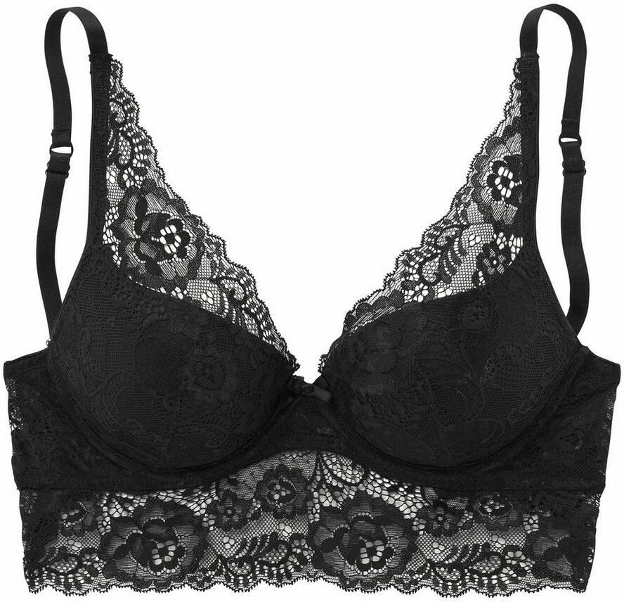 Lascana Bustier Push-up-bh van gebloemd kant dessous