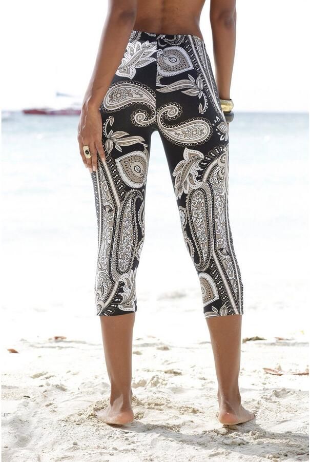 Lascana Caprilegging met sierbandjes aan de uiteinden van de broekspijpen all-over print 3 4 lengte - Foto 5