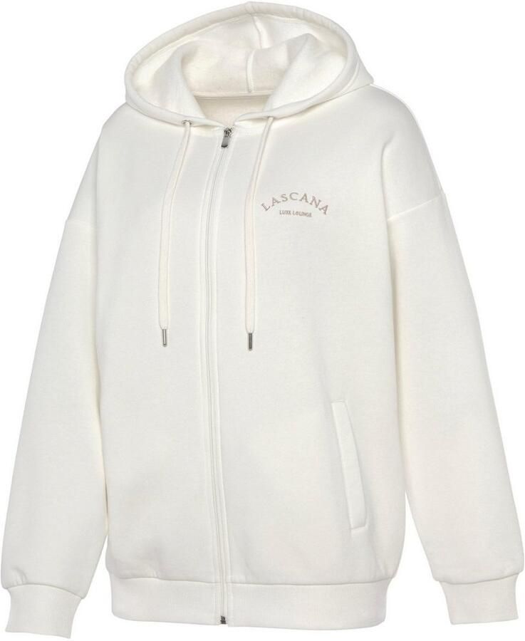 Lascana Capuchonsweatvest Sweatvest met capuchon met zijzakken en aan de binnenkant opgeruwd loungewear