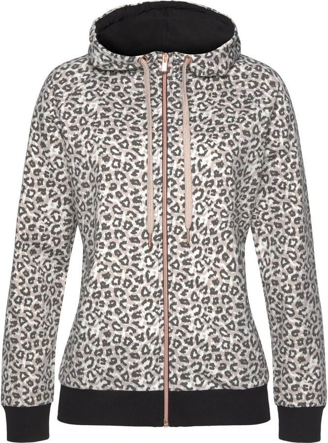 Lascana Capuchonsweatvest sweatvest met details in rozegoudkleur Sweatshirtjack met details in roségoudkleur loungewear