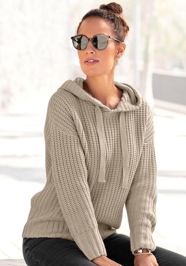 Lascana Capuchontrui van zacht grof breiwerk zachte breipullover met capuchon - Foto 5