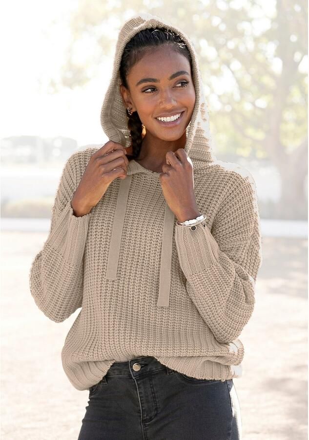 Lascana Capuchontrui van zacht grof breiwerk zachte breipullover met capuchon - Foto 4