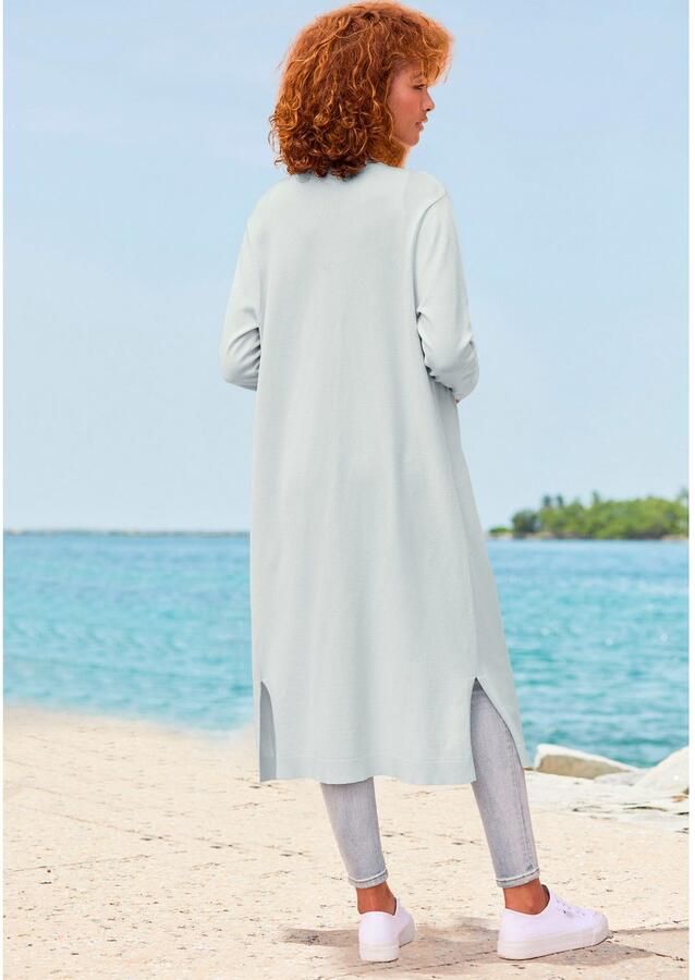 Lascana Cardigan met zijopeningen lange gebreide jas van zacht ribbreiwerk - Foto 6