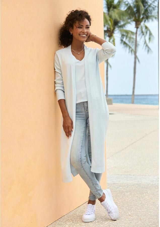 Lascana Cardigan met zijopeningen lange gebreide jas van zacht ribbreiwerk - Foto 2