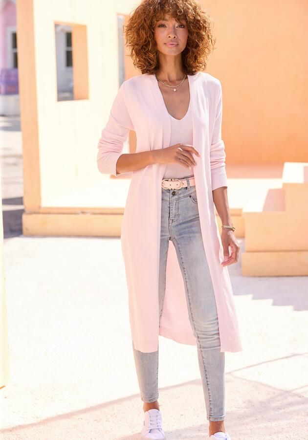 Lascana Cardigan met zijopeningen lange gebreide jas van zacht ribbreiwerk - Foto 5