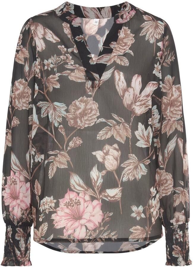 Lascana Chiffon blouse met bloemenprint en v-hals damesblouse elegant-chic