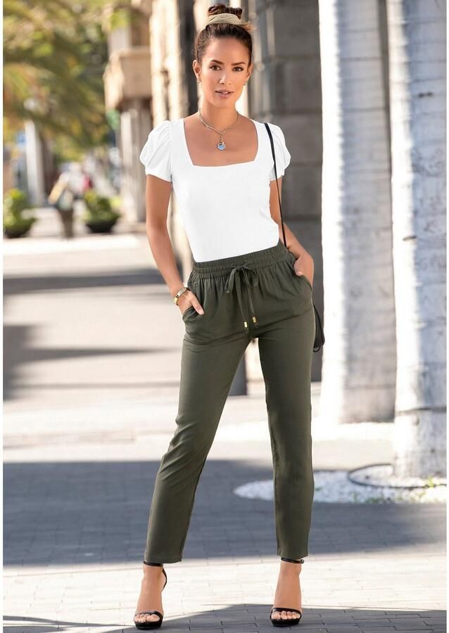 Lascana Comfortbroek van geweven viscose smal model zomerbroek business look - Foto 5