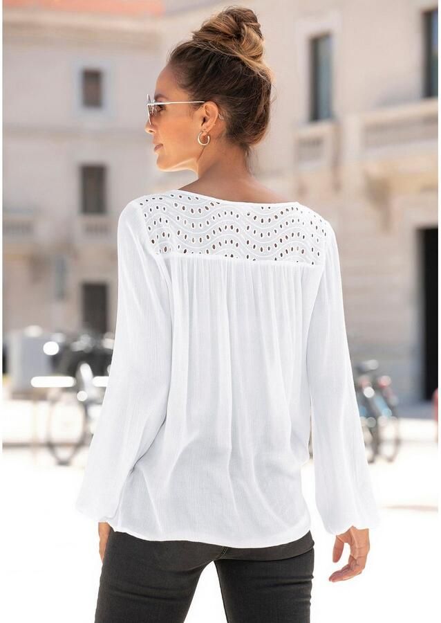 Lascana Crêpe-blouse met geborduurde oogjes damesblouse losse pasvorm - Foto 4