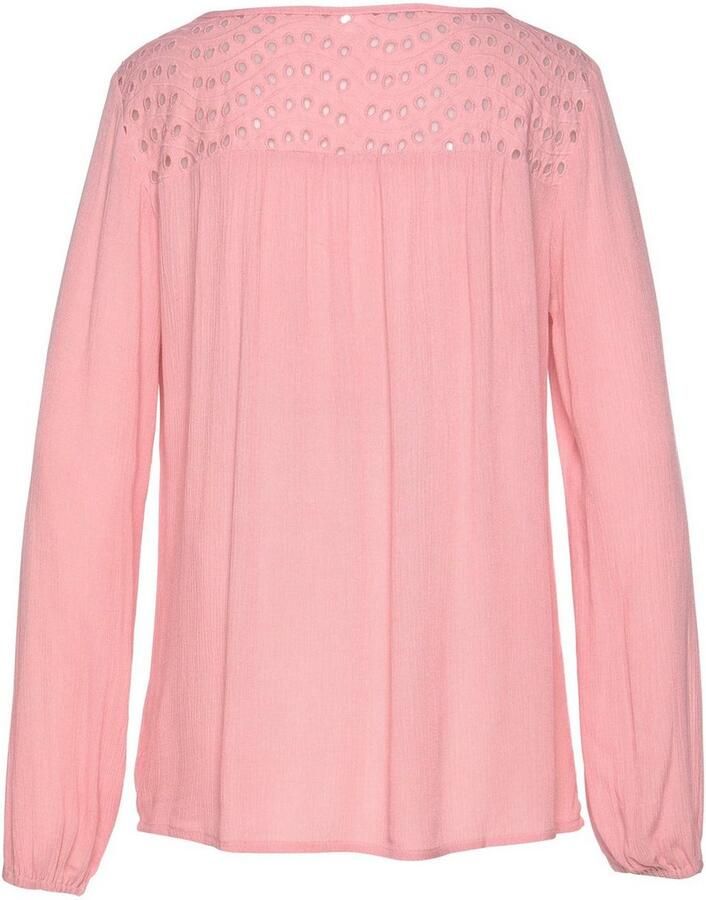 Lascana Crêpe-blouse met geborduurde oogjes damesblouse losse pasvorm