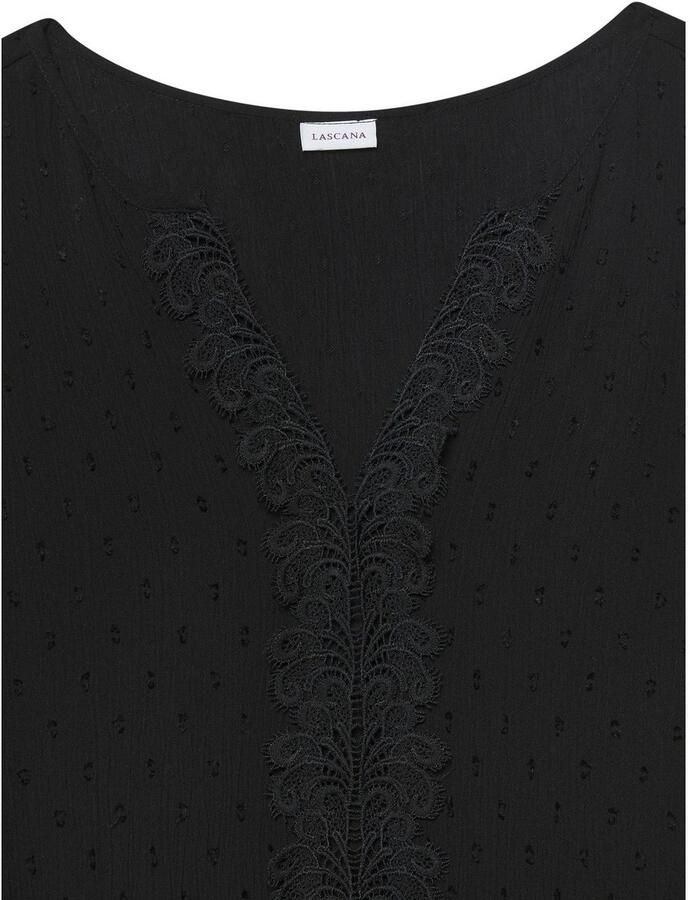 Lascana Crêpe-blouse met kanten beleg voor