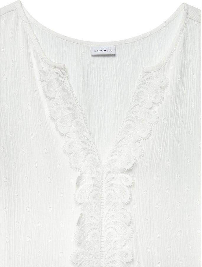 Lascana Crêpe-blouse met kanten beleg voor