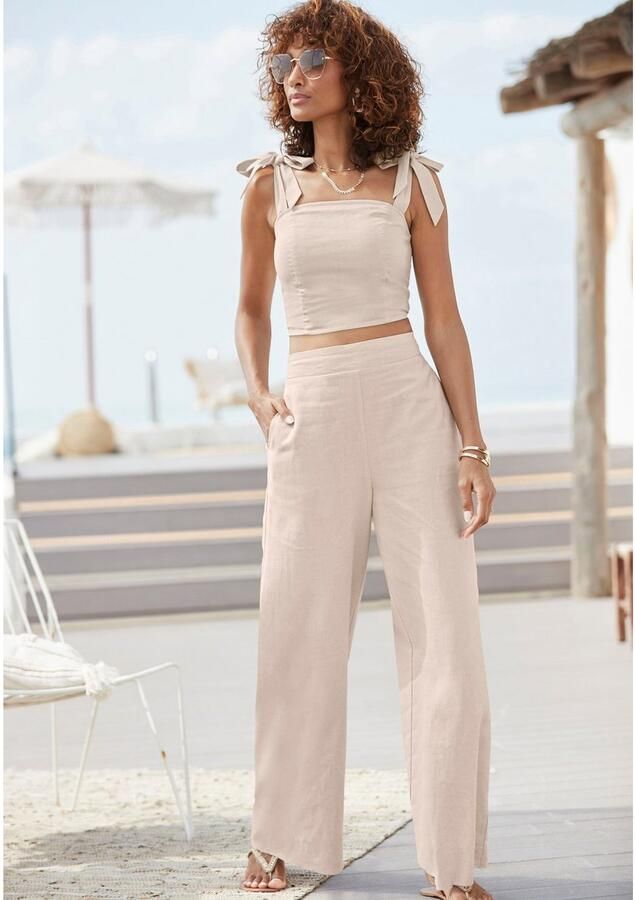 Lascana Crop-top gemaakt van een linnen-viscosemix - Foto 5