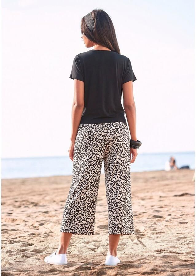 Lascana Culotte en all-over print 7 8 lengte elastische tailleband zomerbroek (Met een bindceintuur) - Foto 5